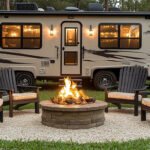 Scenic RV stop with mountain backdrop near Hobart – popular campervan route in Tasmania for nature travellers