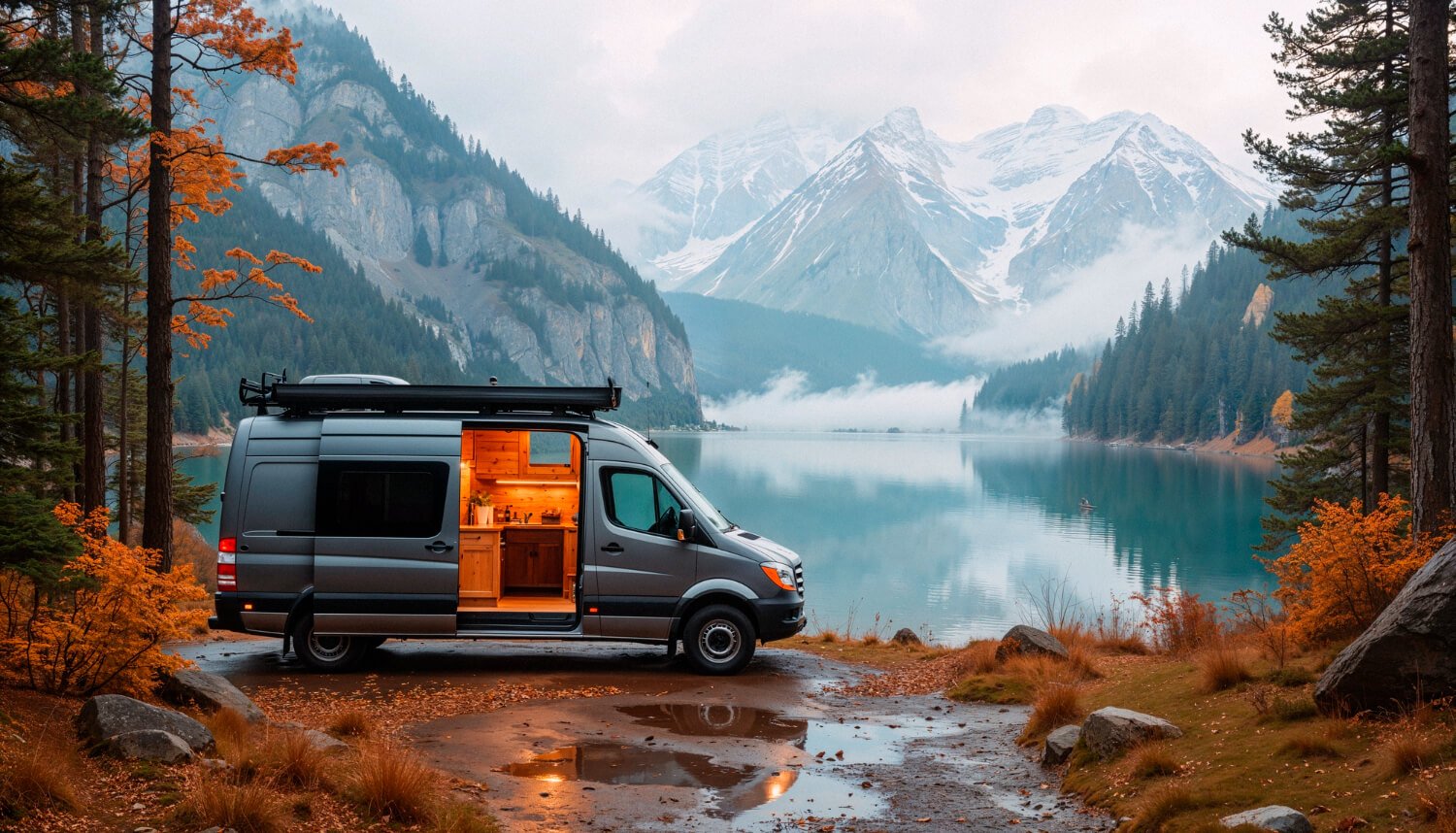 Campervan by the sea cliffs near Wollongong – scenic coastal RV destination south of Sydney, New South Wales