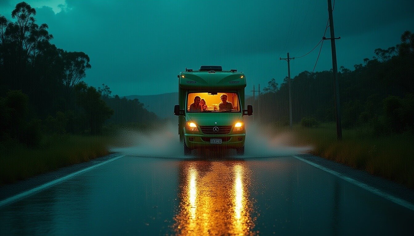 Coastal highway scenes from South Coast NSW and North Queensland with RVs, comparing scenic routes for beachside travel.