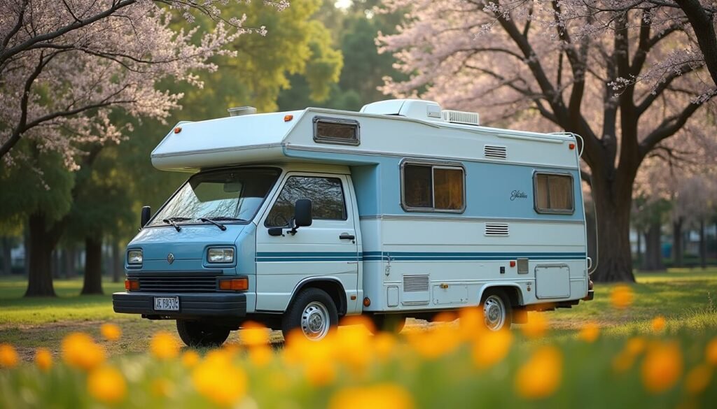 A two-berth campervan and a four-berth motorhome parked near an Australian coastal viewpoint, showcasing space and size differences for RV travel.
